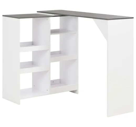 vidaXL Tavolo da Bar con Scaffale Mobile Bianco 138x39x110 cm