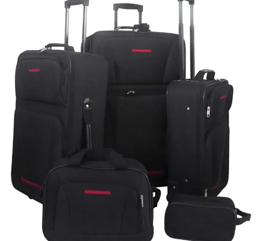 vidaXL Set da Viaggio Trolley e Borse 5 pz Nero