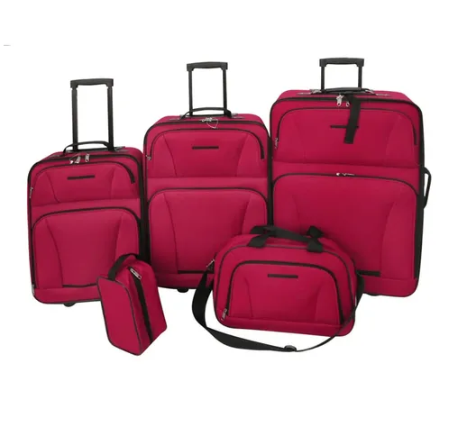 vidaXL Set da Viaggio Trolley e Borse 5 pz Rosso