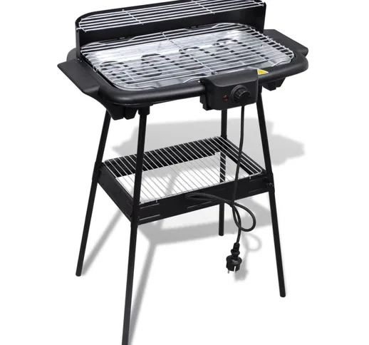 vidaXL Barbecue elettrico rettangolare da giardino con grill e supporto