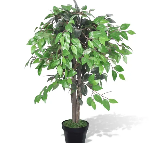 vidaXL Albero Ficus Artificiale con Vaso 90 cm