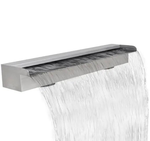 vidaXL Fontana a Cascata per Giardino Rettangolare Acciaio Inox 90 cm