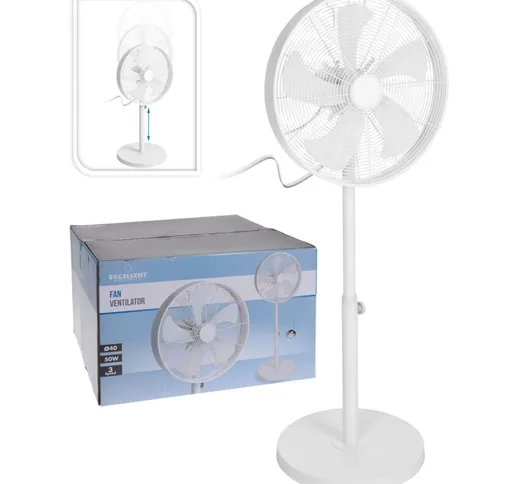 Excellent Electrics Ventilatore a Piantana 50 W 40 cm Bianco