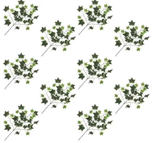 vidaXL Foglie Artificiali di Edera 10 pz Verdi e Bianche 70 cm