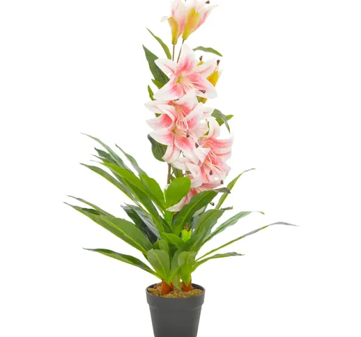 vidaXL Giglio Artificiale con Vaso Rosa 90 cm