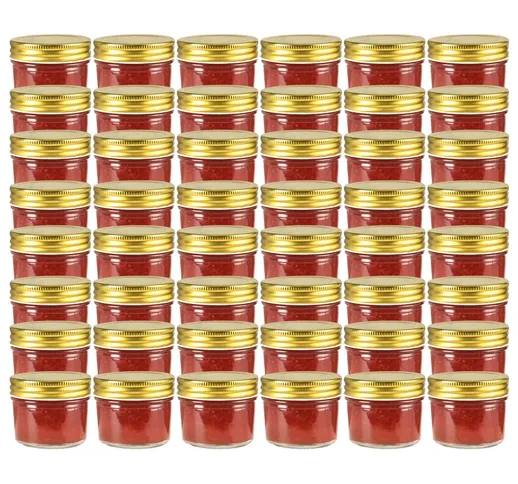 vidaXL Vasi per Marmellata in Vetro Coperchio Oro 48 pz 110 ml