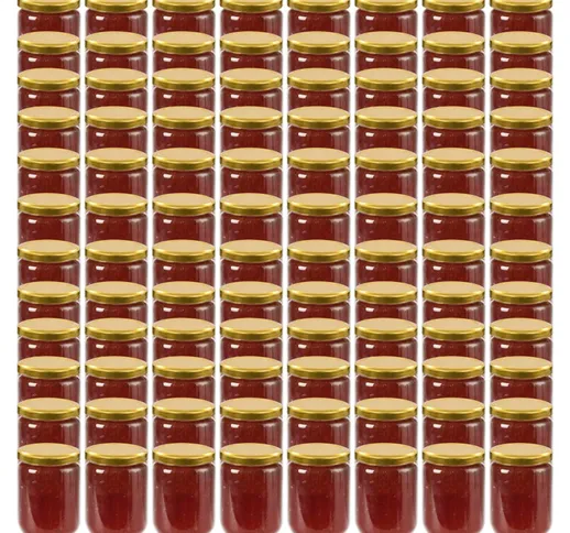 vidaXL Vasi per Marmellata in Vetro Coperchio Oro 96 pz 230 ml