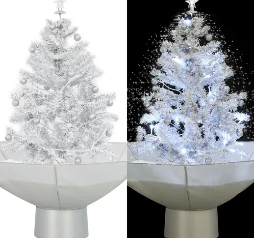 vidaXL Albero di Natale con Neve e Base a Ombrellone Bianco 75 cm