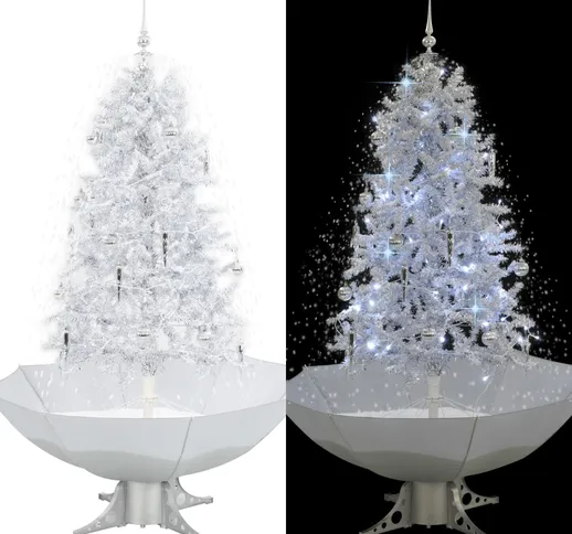 vidaXL Albero di Natale con Neve e Base a Ombrellone Bianco 170 cm