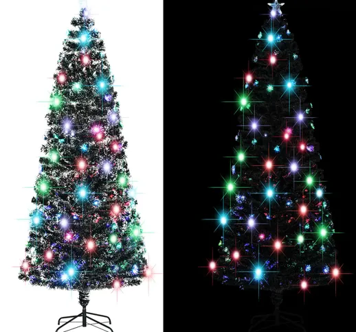 vidaXL Albero di Natale Artificiale Supporto/LED 240 cm Fibra Ottica