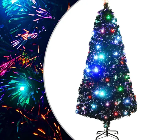 vidaXL Albero di Natale Artificiale Supporto/LED 180 cm Fibra Ottica