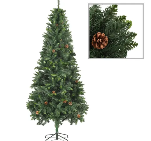 vidaXL Albero di Natale Artificiale con Pigne Verde 210 cm