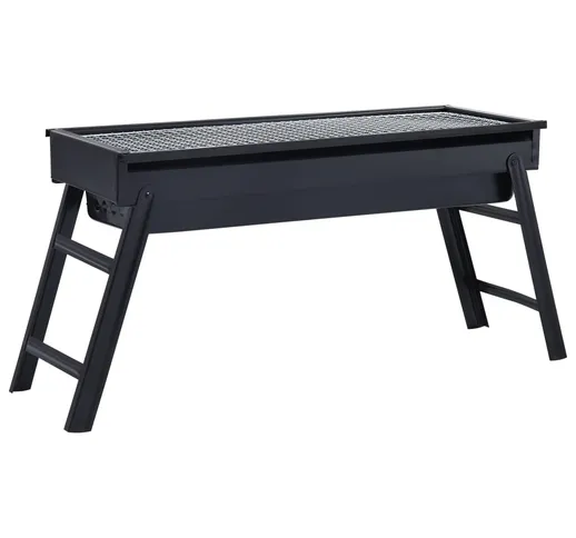 vidaXL Griglia Barbecue da Campeggio Portatile in Acciaio 60x22,5x33cm