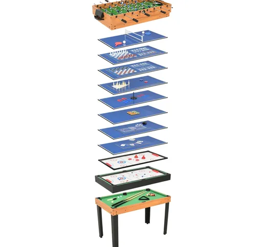 vidaXL Set Giochi da Tavola 15-in-1 121x61x82 cm in Acero