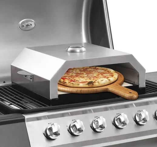 vidaXL Forno Pizza con Piastra Ceramica per Barbecue a Gas e Carbone