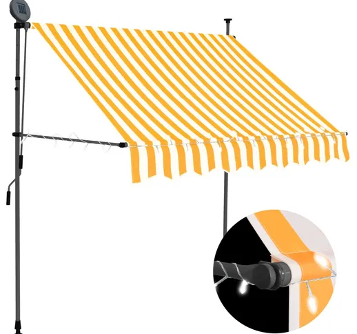 vidaXL Tenda da Sole Retrattile Manuale LED 150 cm Bianco e Arancione