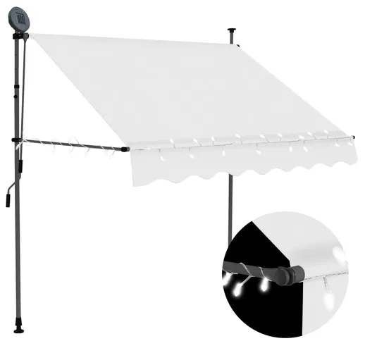vidaXL Tenda da Sole Retrattile Manuale con LED 150 cm Crema