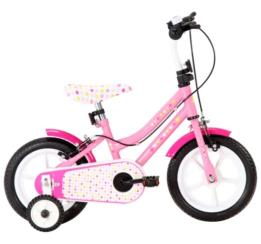 vidaXL Bici per Bambini 12 Pollici Bianca e Rosa