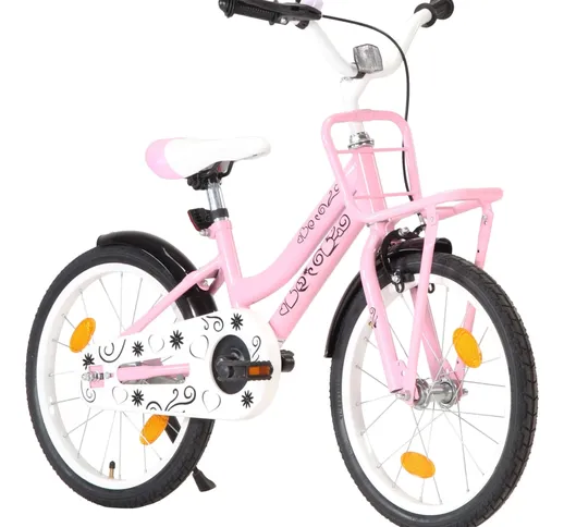 vidaXL Bici per Bambini con Trasportino Frontale 18'' Rosa e Nera