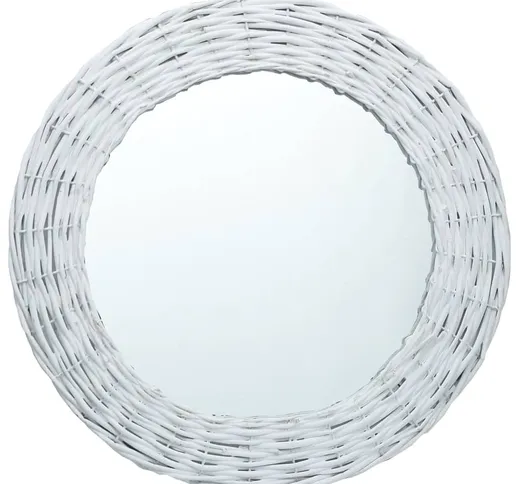 vidaXL Specchio Bianco 70 cm in Vimini