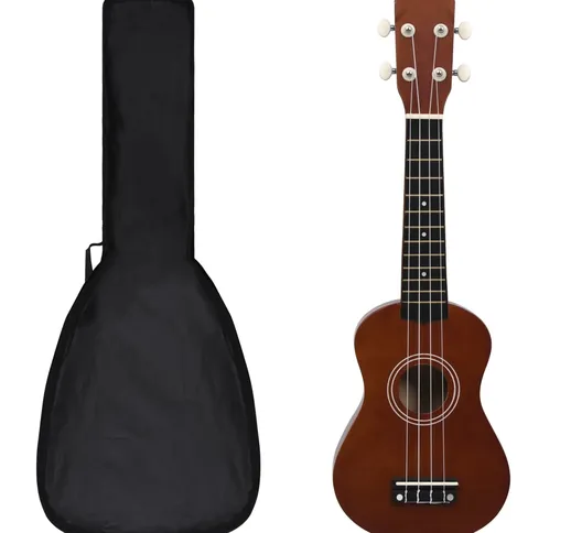 vidaXL Set Ukulele Soprano con Borsa per Bambini Legno Scuro 21""