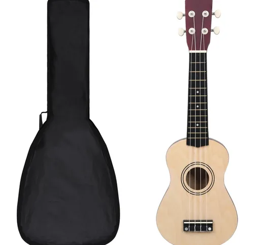 vidaXL Set Ukulele Soprano con Borsa per Bambini Legno Chiaro 21""