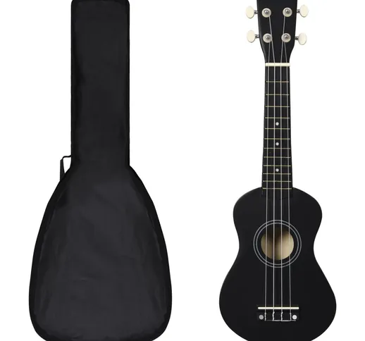 vidaXL Set Ukulele Soprano con Borsa per Bambini Nera 21"