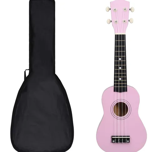 vidaXL Set Ukulele Soprano con Borsa per Bambini Rosa 21"