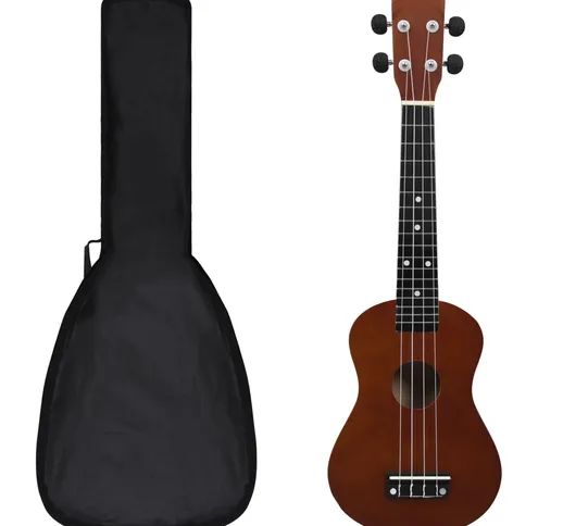 vidaXL Set Ukulele Soprano con Borsa per Bambini Legno Scuro 23"