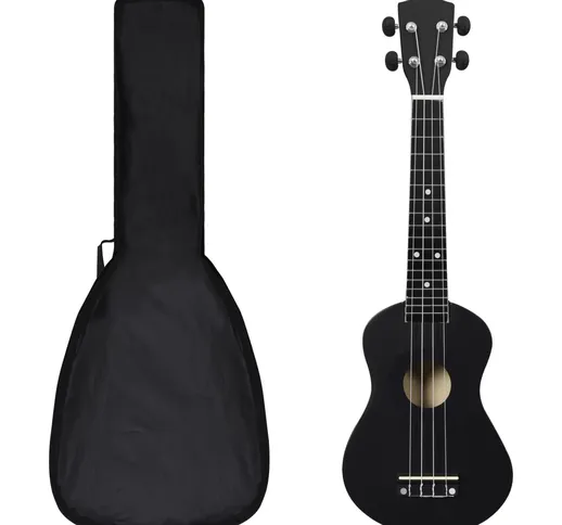 vidaXL Set Ukulele Soprano con Borsa per Bambini Nera 23"