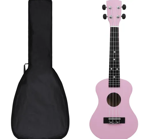 vidaXL Set Ukulele Soprano con Borsa per Bambini Rosa 23"