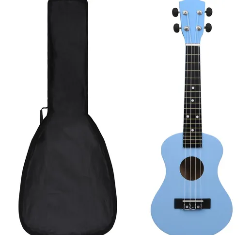 vidaXL Set Ukulele Soprano con Borsa per Bambini Blu Baby 23"