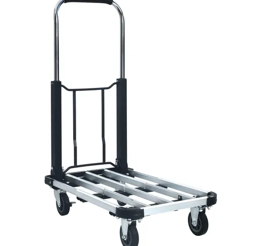 vidaXL Carrello per Trasporto Pieghevole 150 kg in Alluminio Argento