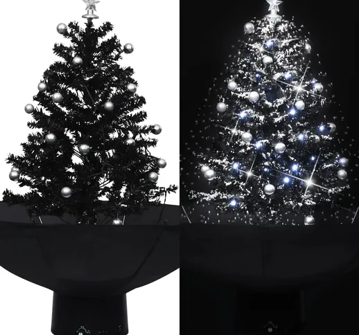 vidaXL Albero di Natale con Nevicata e Base ad Ombrello Nero 75 cm PVC