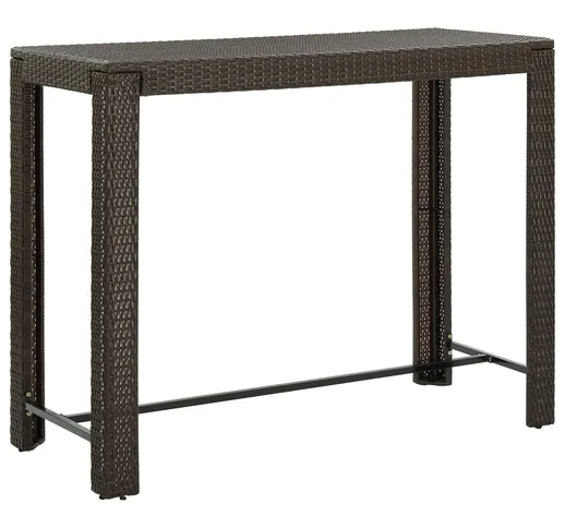 vidaXL Tavolo Bar da Giardino Marrone 140,5x60,5x110,5 cm Polyrattan