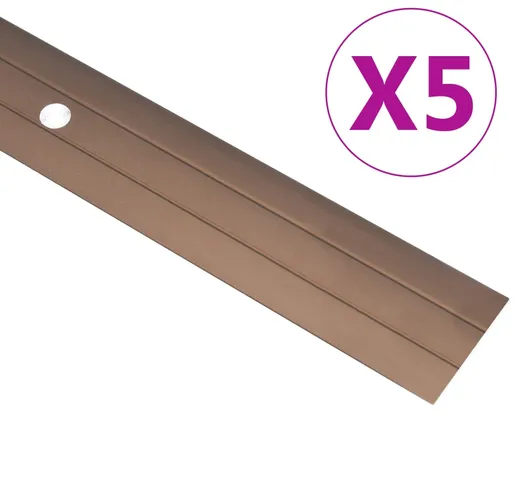 vidaXL Profili per Pavimenti 5 pz in Alluminio 90 cm Marrone