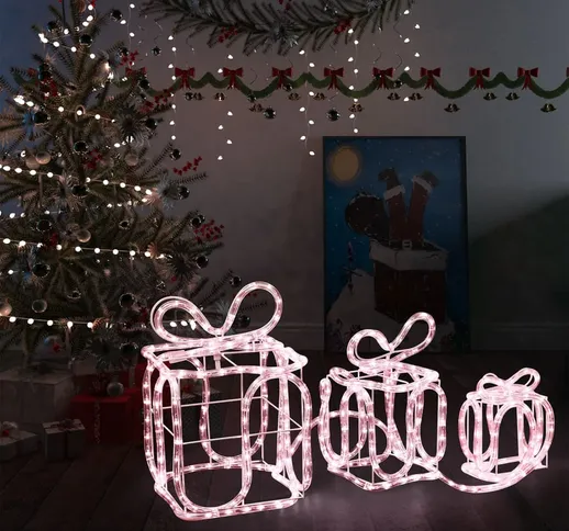 vidaXL Decorazione Natale Scatole Regalo con 180 LED Interni Esterni