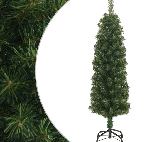 vidaXL Albero di Natale Artificiale Sottile Supporto Verde 150 cm PVC
