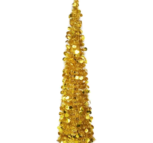 vidaXL Albero di Natale Artificiale Apribile Oro 150 cm PET