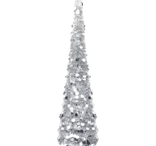 vidaXL Albero di Natale Artificiale Apribile Argento 150 cm PET