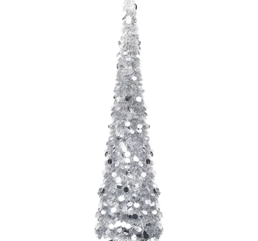 vidaXL Albero di Natale Artificiale Apribile Argento 180 cm PET