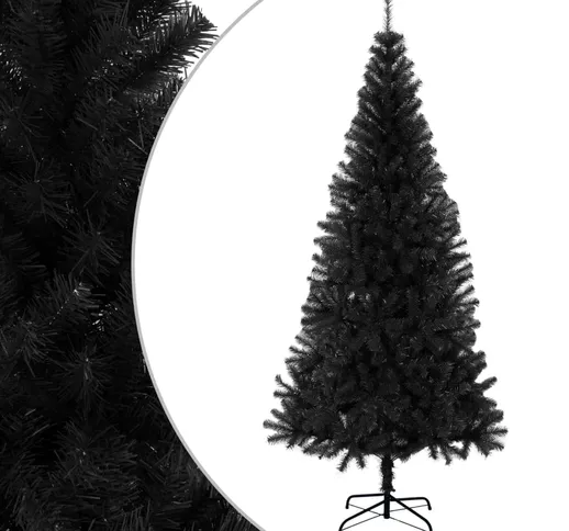 vidaXL Albero di Natale Artificiale con Supporto Nero 210 cm PVC