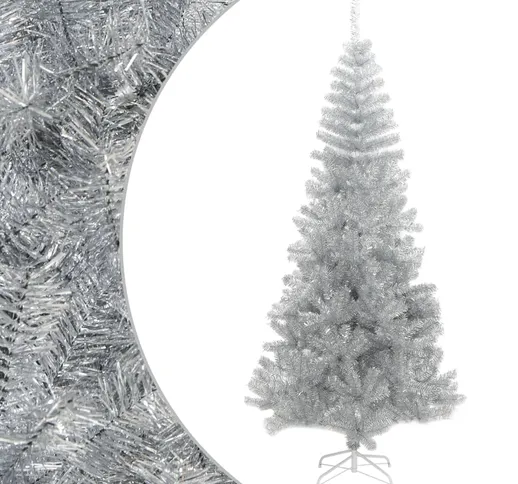 vidaXL Albero di Natale Artificiale con Supporto Argento 210 cm PET