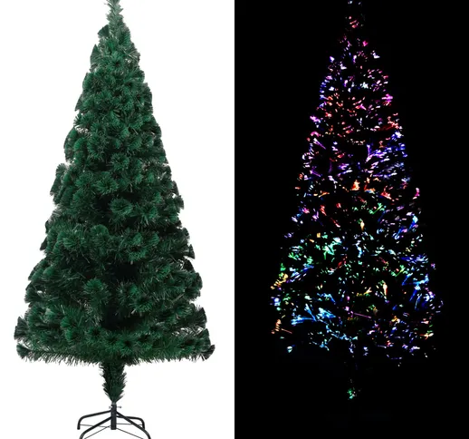 vidaXL Albero di Natale Artificiale Supporto Verde 150 cm Fibra Ottica