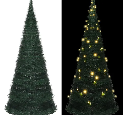 vidaXL Albero di Natale Artificiale Pop-up Stringa a LED Verde 210 cm