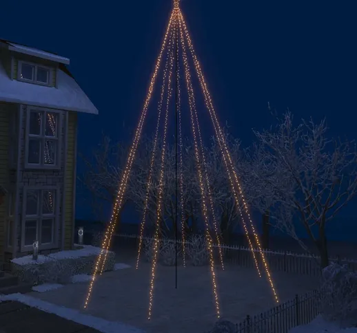 vidaXL Albero Natale a Cascata di Luci LED Interni Esterni 1300 LED 8m