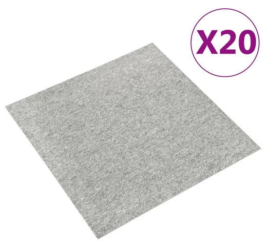 vidaXL Quadrotte di Moquette 20 pz 5 m² 50x50 cm Grigio Chiaro