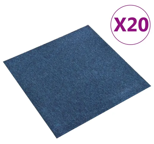 vidaXL Quadrotte di Moquette 20 pz 5 m² 50x50 cm Blu Scuro