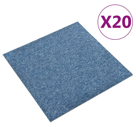 vidaXL Quadrotte di Moquette 20 pz 5 m² 50x50 cm Blu