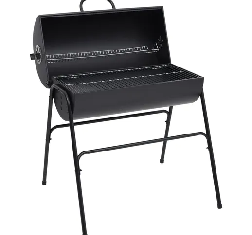 vidaXL Barbecue a Barile 2 Griglie di Cottura Nero 80x95x90 cm Acciaio